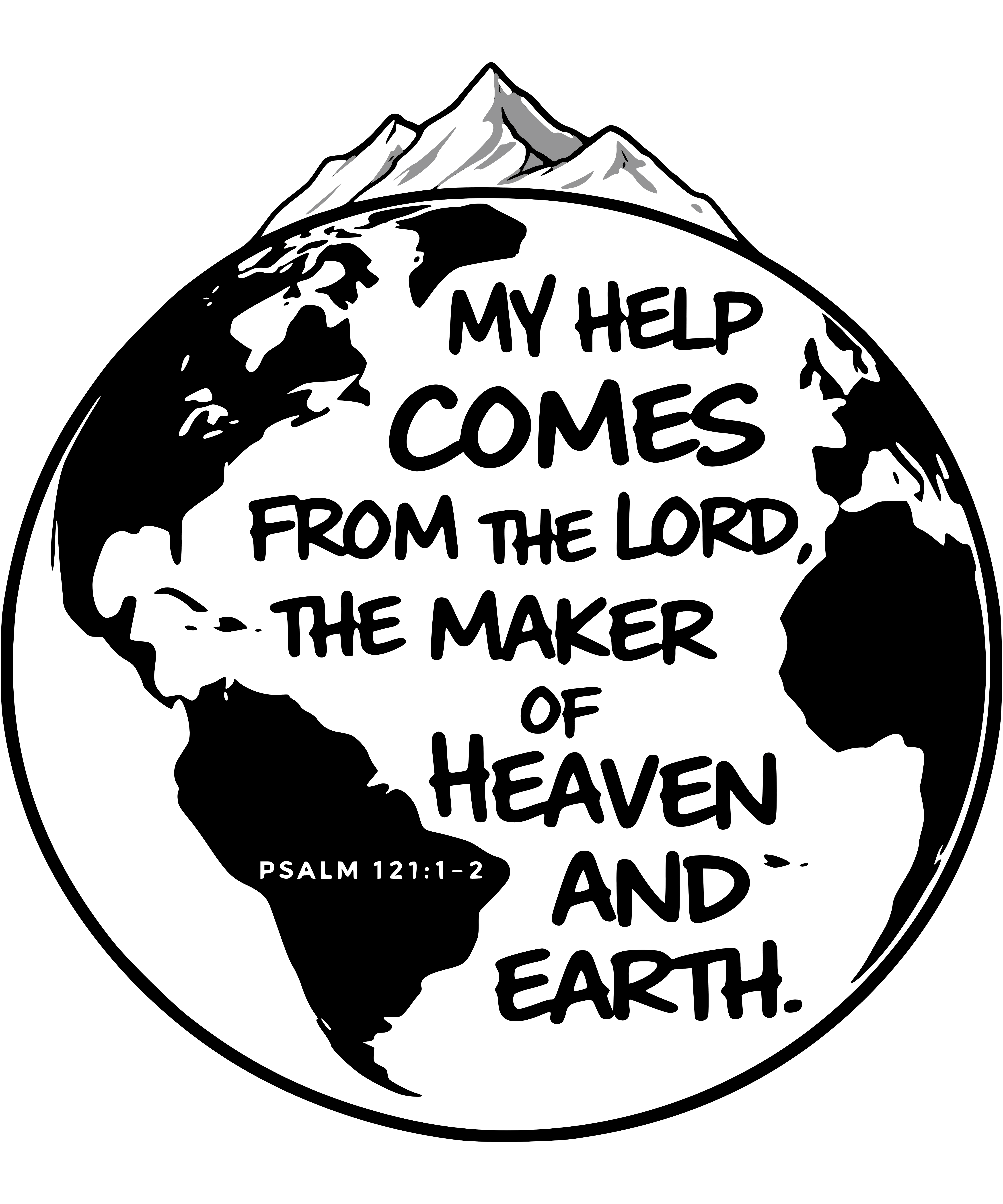 Apparel inspired by Psalm 121:1–2 My Help Comes from the Lord